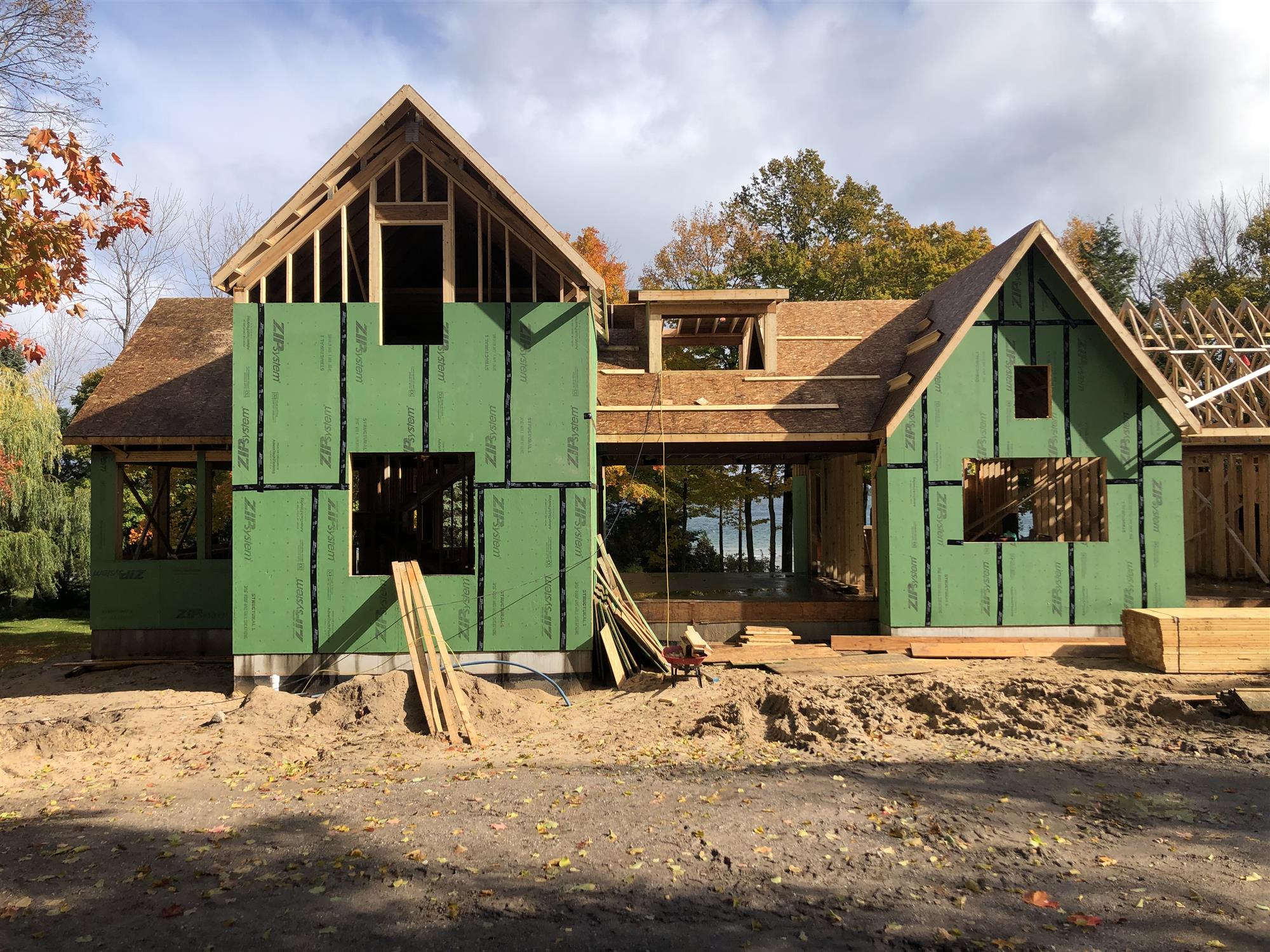 Modern cottage during build