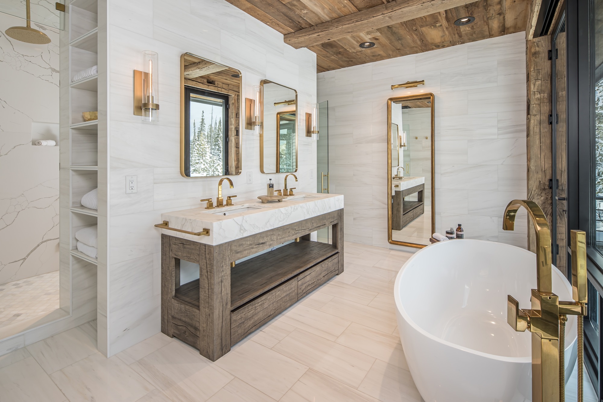 Luxury marble bathroom with freestanding tub Luxury marble bathroom with freestanding tub