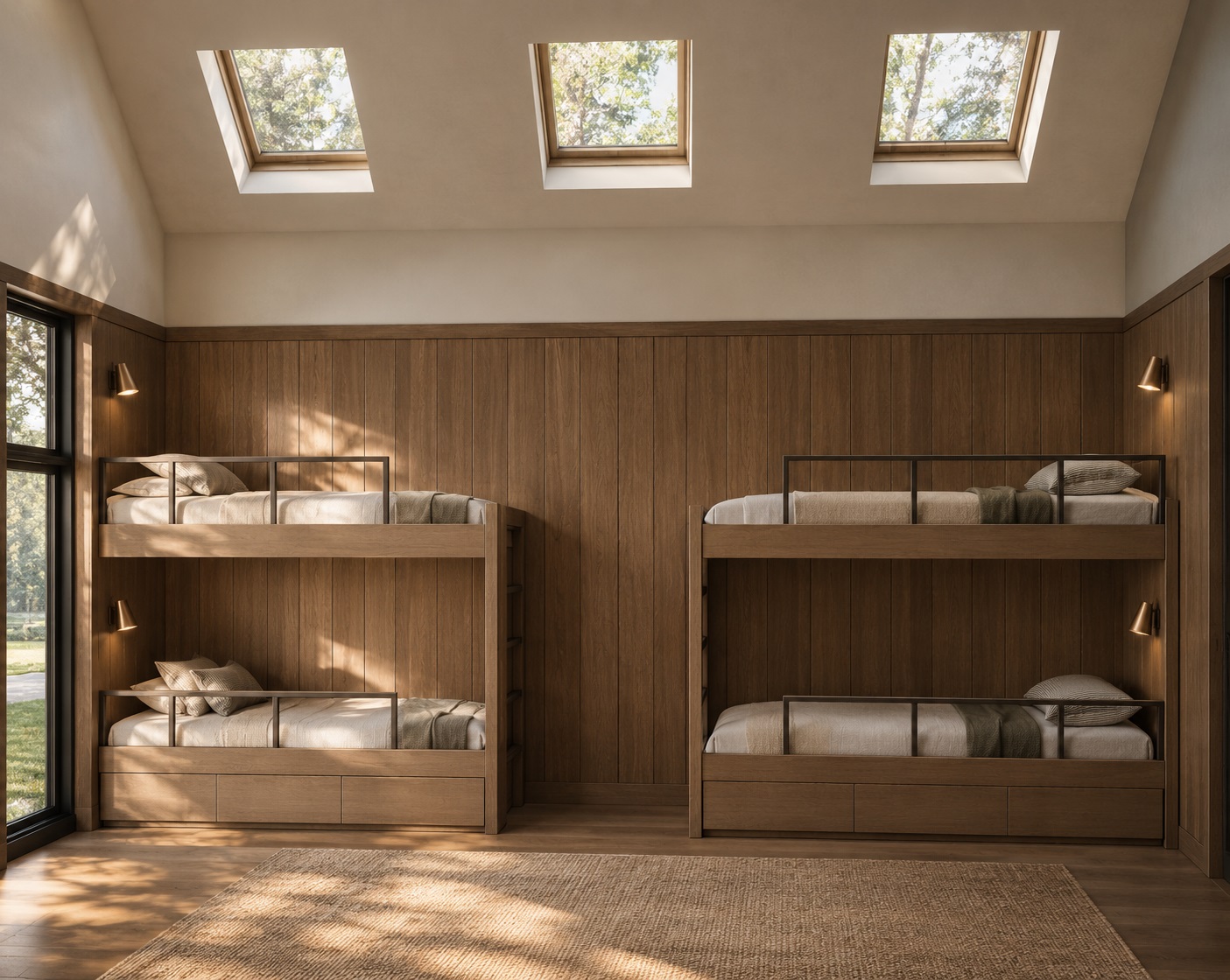 Bunk room rendering at the Connected Cabins retreat