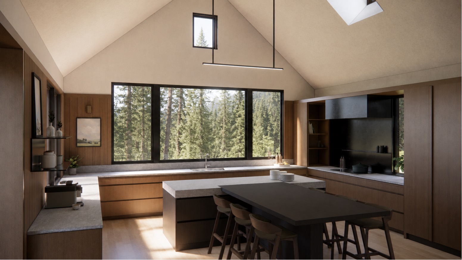 Interior rendering of the Connected Cabins retreat