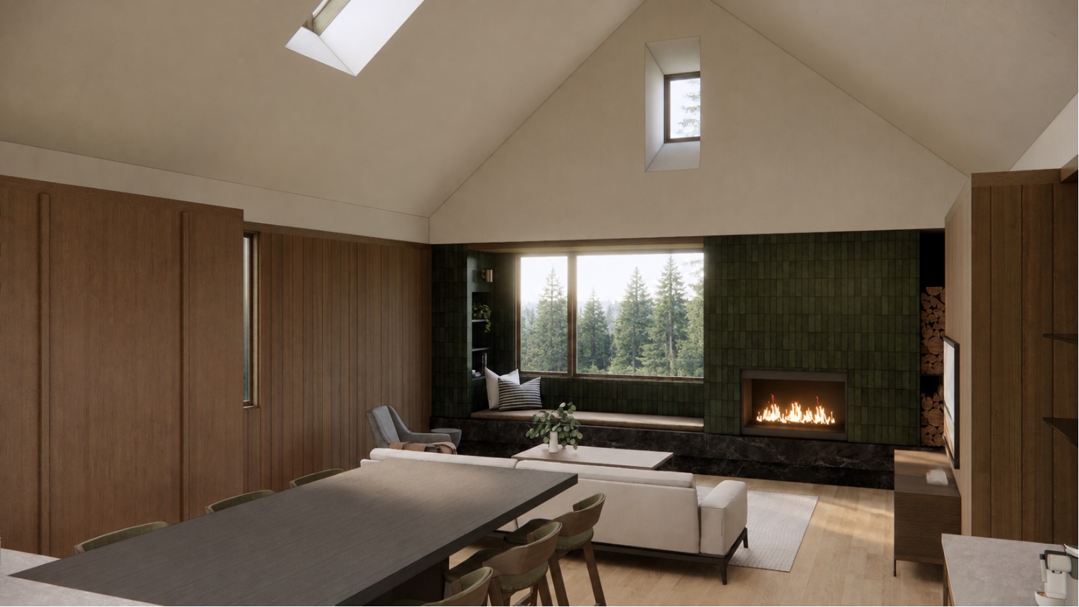 Additional interior rendering of the Connected Cabins retreat