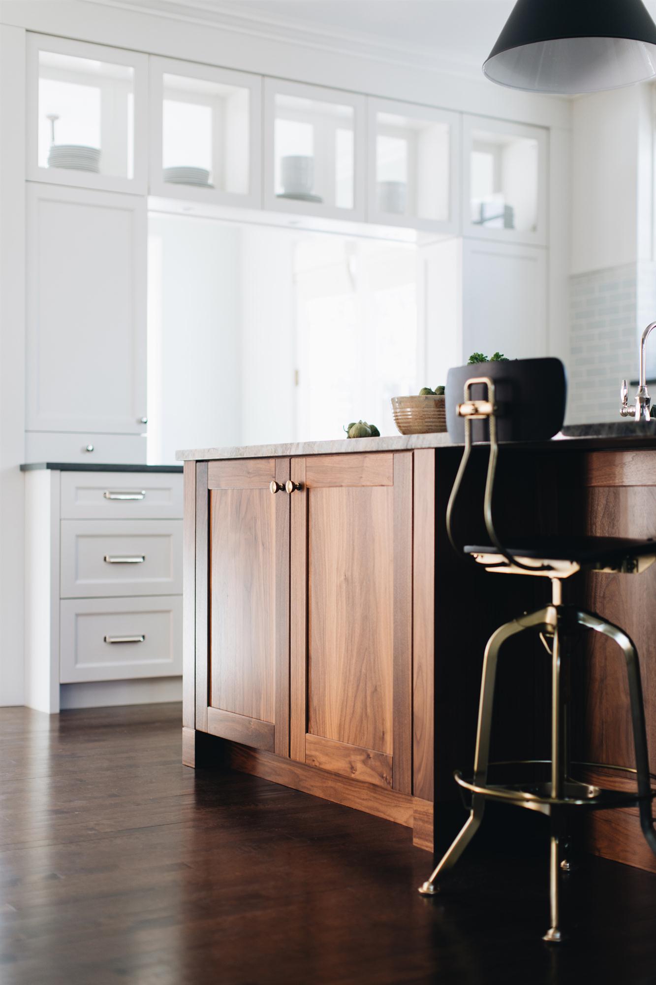 Kitchen Island Details Walnut Cabinets