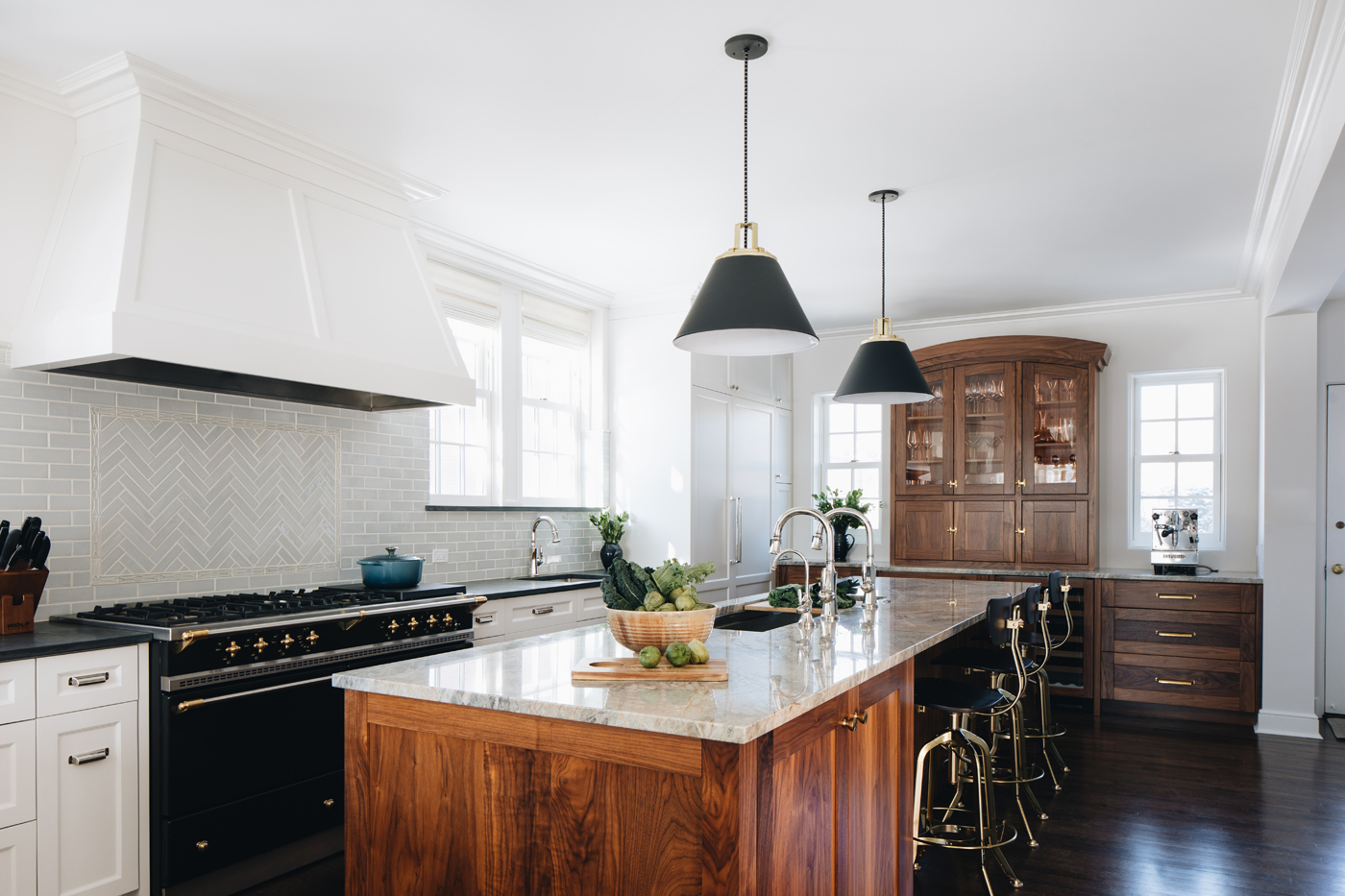 River Forest kitchen walnut cabinetry