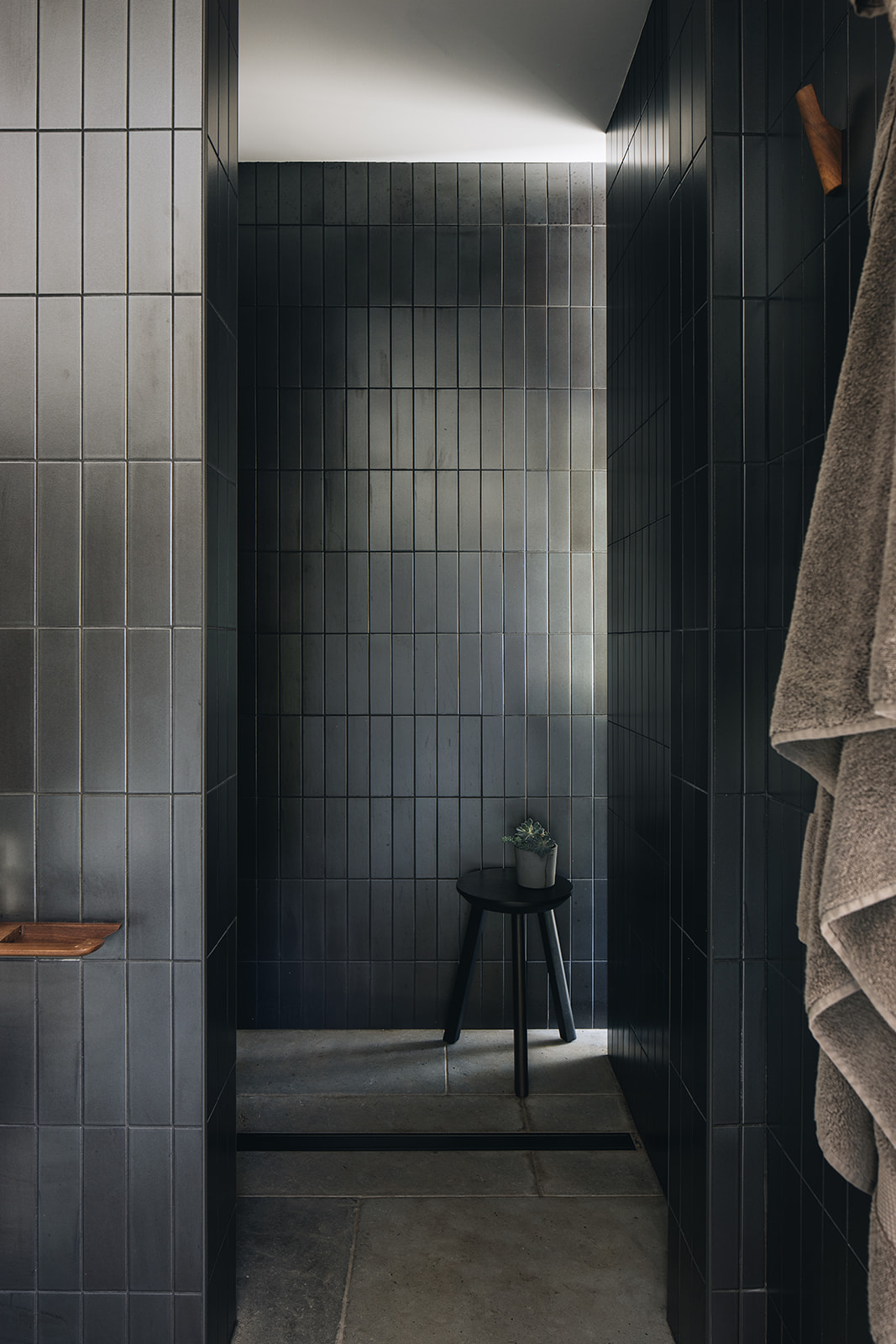 custom shower designed for restored home