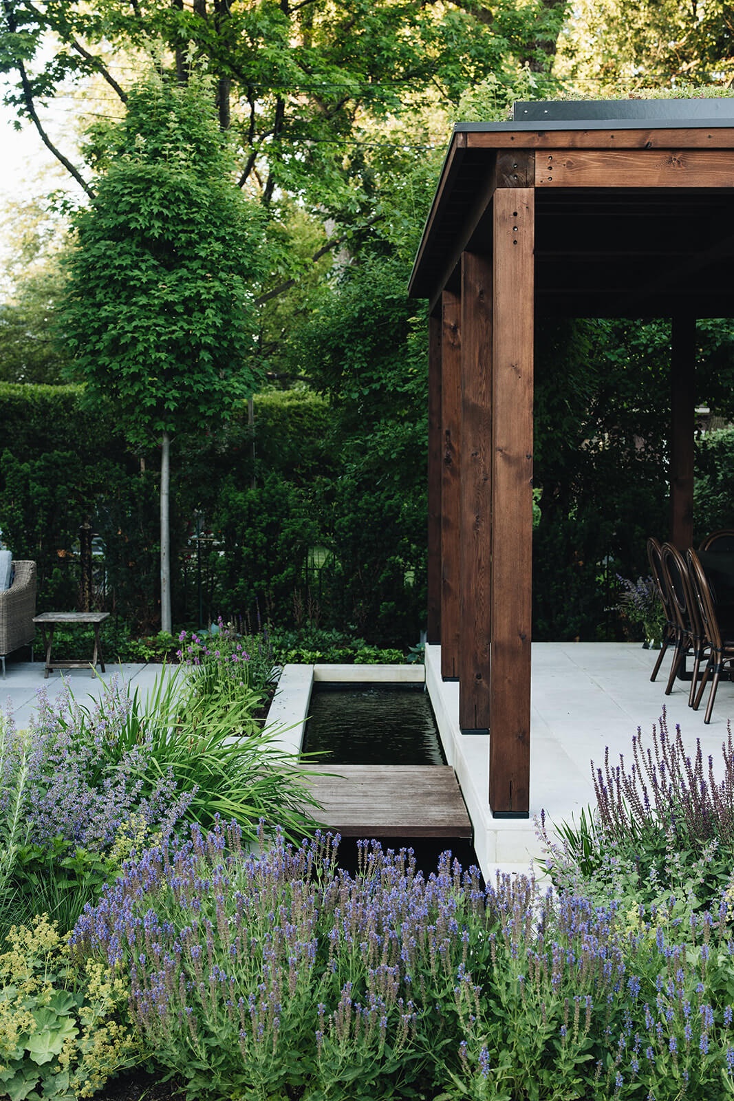 backyard wooded overhang