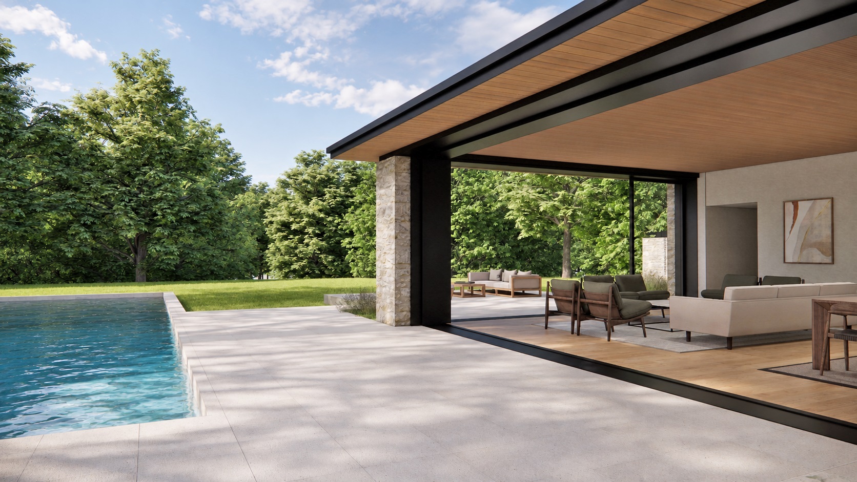 Modern exterior design of the Solid and Void residence