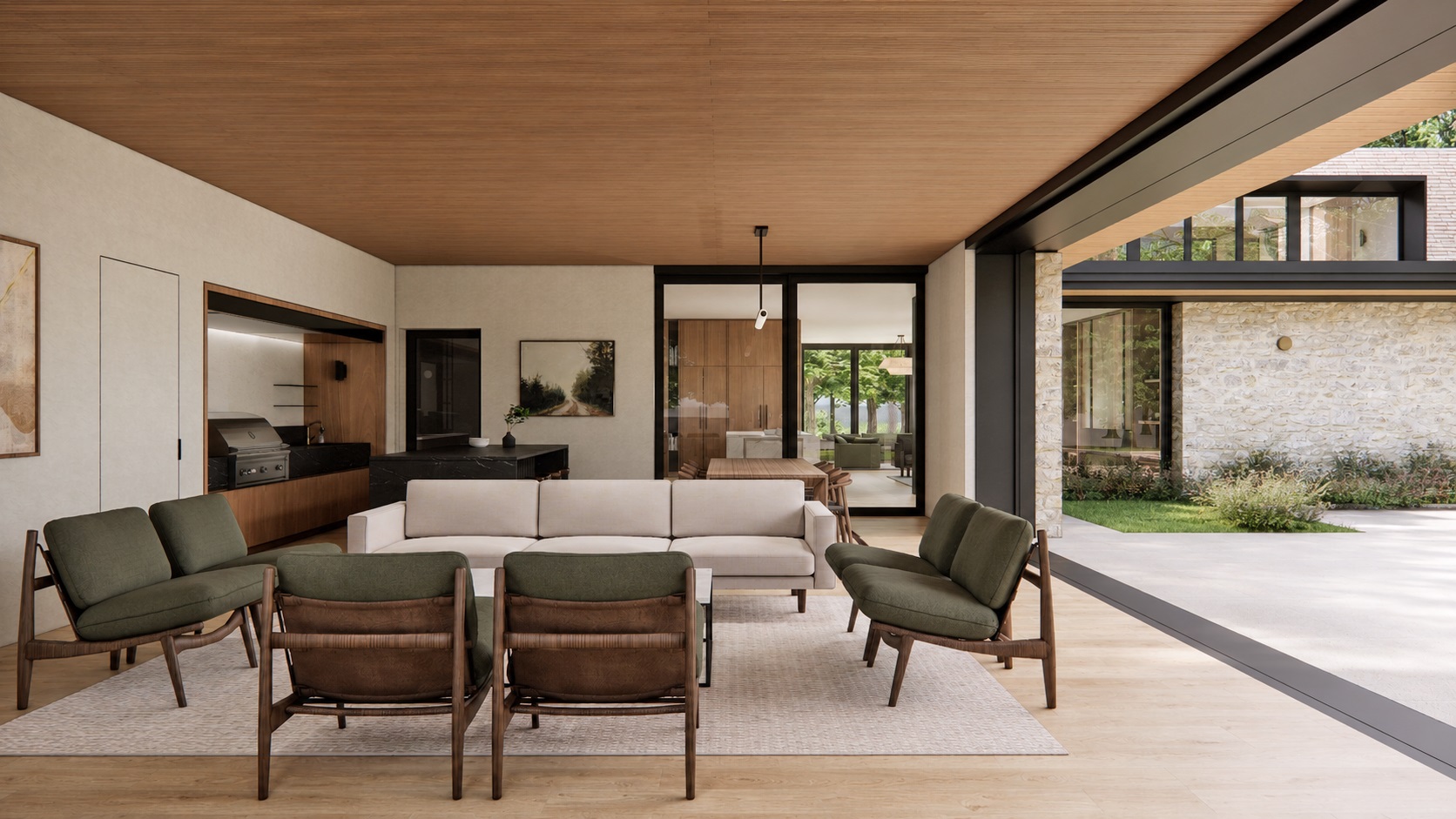 Solid and Void residence surrounded by mature trees