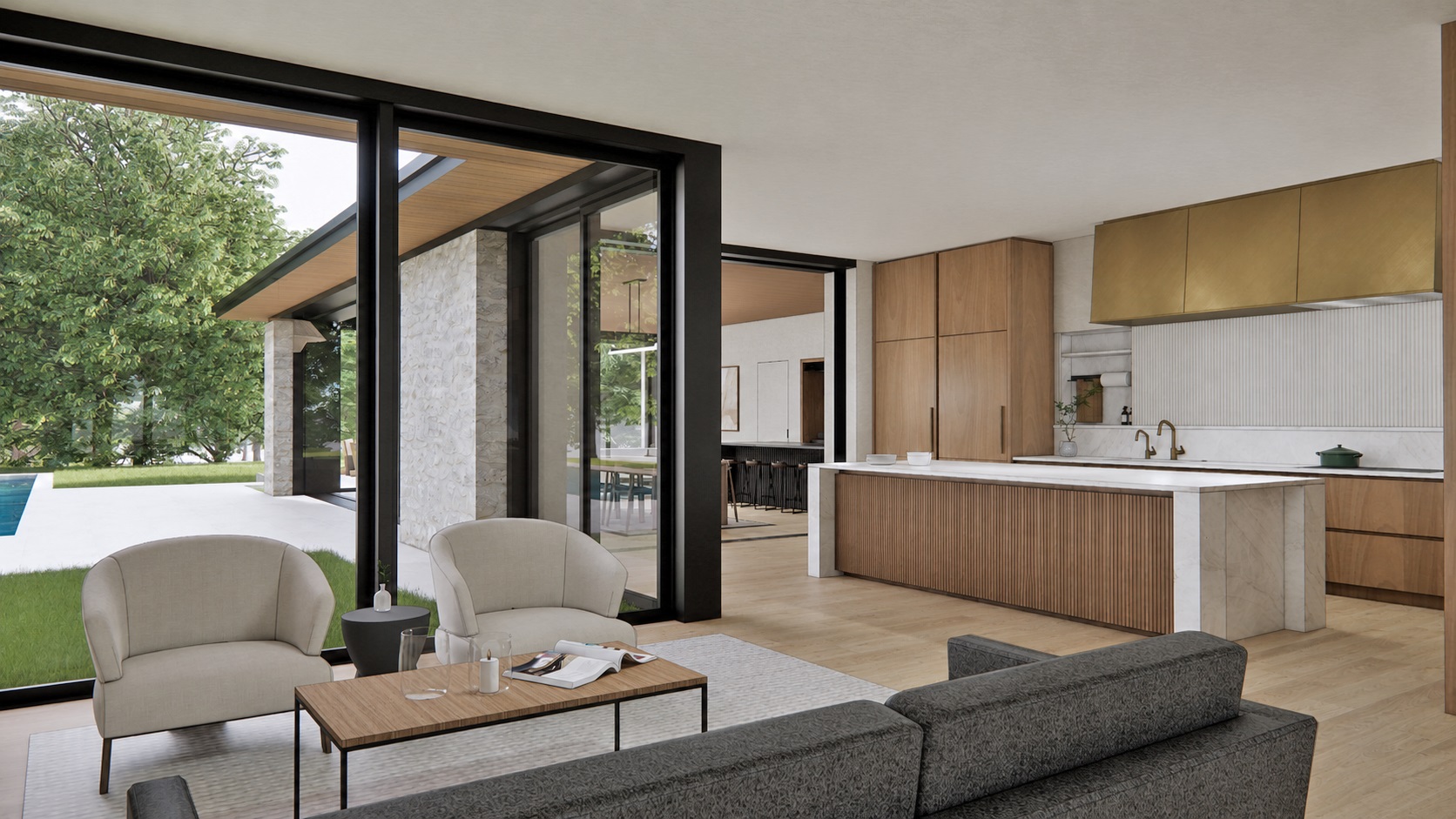 Outdoor living space at the Solid and Void residence
