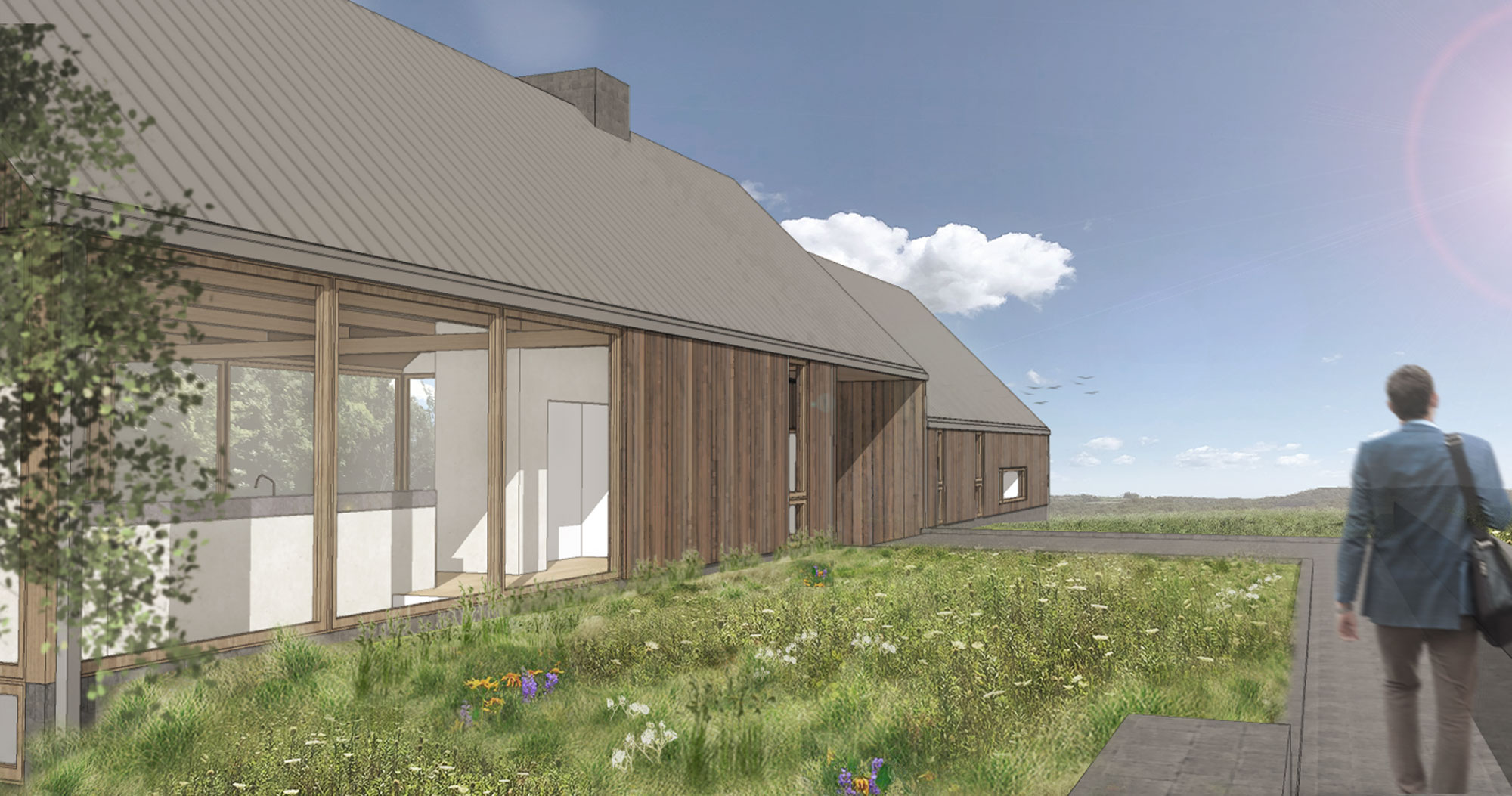 Front of house walkway design from the left